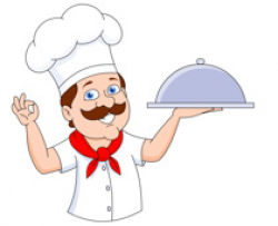 chef holding covered food tray clipart | Clipart Station
