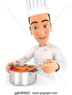 Stock Illustration - 3d head chef cooking soup. Clipart ...