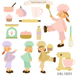 Cooking Clipart Girl clipart Chef Clipart Kitchen Clipart