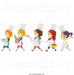 Cuisine Clipart of a Line of Diverse Happy Chef Kids Walking to the ...
