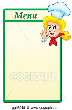 Stock Illustration - Menu template with cartoon chef woman. Clip Art ...