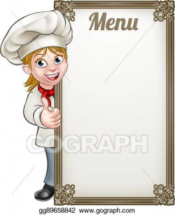 Vector Illustration - Cartoon woman chef menu. EPS Clipart ...