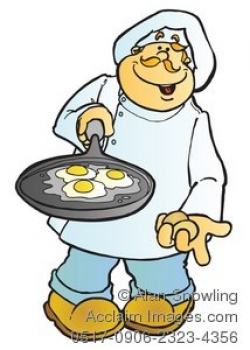 Clipart Illustration of Chef Frying Eggs