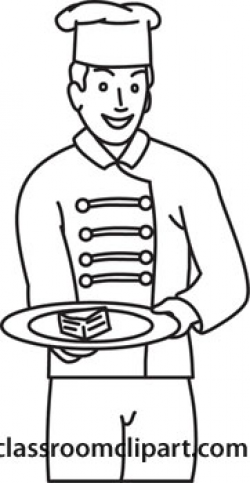 People Clipart- cook-chef-food-serving-outline - Classroom Clipart