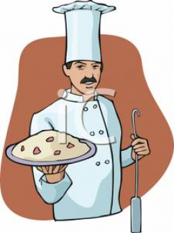 A Chef Holding a Plate of Food - Royalty Free Clipart Picture