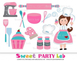 Let's bake, Chef Cupcake Baking, Sweet Baking Clipart Set D001 ...