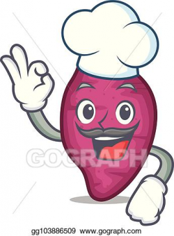 Vector Clipart - Chef sweet potato character cartoon. Vector ...