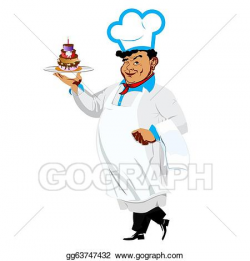 Stock Illustrations - Funny chef with sweet dessert. Stock Clipart ...
