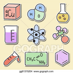 Vector Art - Illustration of chemistry icons - stickers. Clipart ...