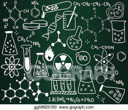 Stock Illustration - Chemistry icons and formulas on the school ...