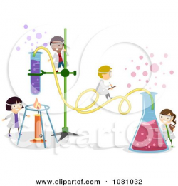 Clipart Tiny Stick Kids Working On A Chemistry Experiment - Royalty ...