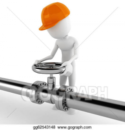 Drawing - 3d man worker and a shiny pipeline. Clipart Drawing ...