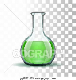 Vector Art - Chemical laboratory transparent flask with green liquid ...