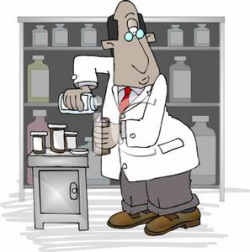 Clip Art Image: A Pharmacist Mixing Chemicals