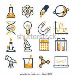graphic set science and chemical objects on white background // Duo ...