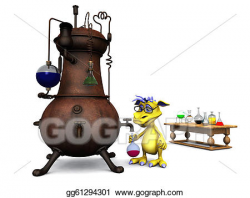 Clip Art - Cute cartoon monster in his chemistry lab. Stock ...