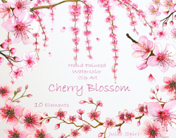 Cherry Blossom. Watercolor Clip Art ~ Illustrations ~ Creative Market