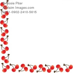 Clipart Illustration of a Cherry Border