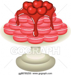Vector Stock - Cherry macarons in bowl. Clipart Illustration ...