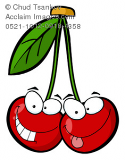 Clipart Image of A Pair of Cartoon Cherries With Goofy Faces
