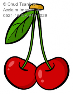 Clipart Image of A Red Pair of Cartoon Cherries