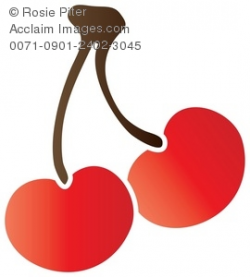 Clip Art Illustration of Cherries