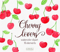 watercolor fruit clipart, cherry clipart, watercolor clip art ...