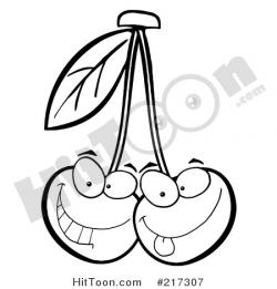 Cherries Clipart #217307: Two Outlined Cherry Characters Making ...