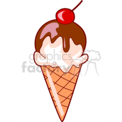 Ice Cream Cone with a cherry on top clipart. Royalty-free clipart # 140638