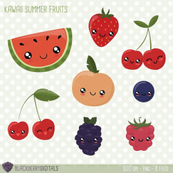 Fruit Clipart Set kawaii fruit clip art kawaii clipart