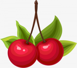 Red Cartoon Cherries, Red Cherry, Cartoon Fruit, Decorative Pattern ...