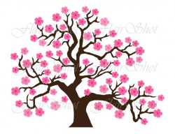 Digital Clip Art Pink Cherry Blossom Tree Clipart Bonsai