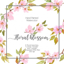 Watercolor floral clipart Cherry Blossom Watercolor Light