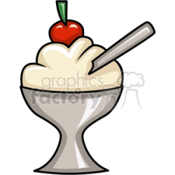 cartoon ice cream sundae with a cherry on top clipart. Royalty-free clipart  # 141841