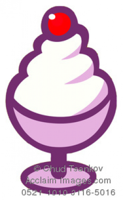 Clipart Image of A Dish of Vanilla Soft Serve Ice Cream With a ...