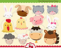 Farm Barnyard Kids Digital Clipart Set for-Personal and Commercial ...