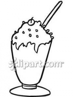 Black and White Milkshake With A Cherry - Royalty Free Clipart Picture