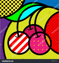 cherry pop-art fruits vector illustration for design | Pop ...