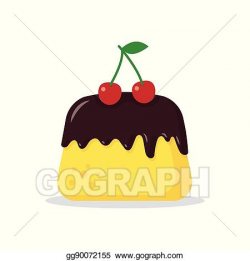 Vector Stock - Pudding with a cherry. Clipart Illustration ...