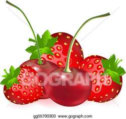 Vector Stock - Cherry with strawberry. Clipart Illustration ...