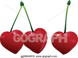 Vector Stock - Three cherry heart. Clipart Illustration ...