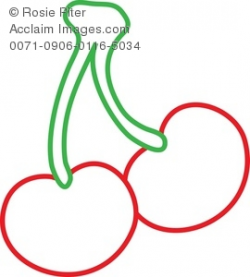 Clip Art Illustration of Two Cherries