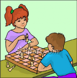 A Boy and Girl Playing Chess Royalty Free Clipart Picture