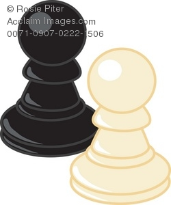 Clip Art Illustration Of Black And White Pawn Chess Pieces