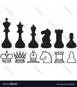 Vector image of Chess piece silhouettes and symbols Vector Image ...