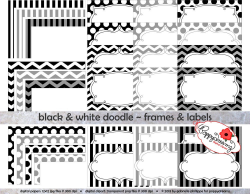 Black & White Doodle Frames and Labels: Clip Art Pack Card