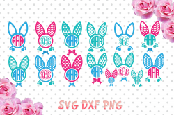 Easter bunny ears Monogram Frames Svg c | Design Bundles