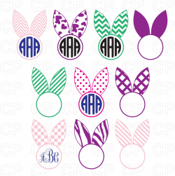 Easter Bunny Ears SVG Cut Files, Bunny SVG, Easter Bunny Monogram ...