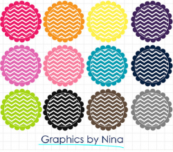 INSTANT DOWNLOAD Scalloped Chevron Circle frames Tags Clipart ...