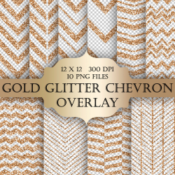 Gold Glitter Chevron Digital Clip Art Overlay chevron